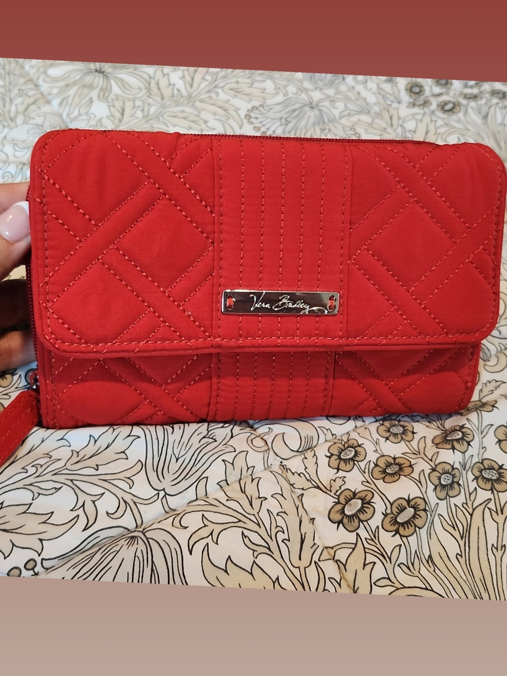 Vera Bradley Quilted Red Wristlet Wallet - Picture 1 of 6